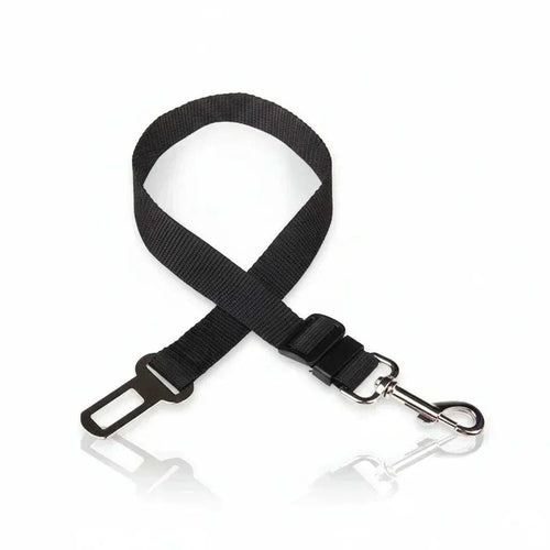 Adjustable pet car seat belt with strong metal clip for secure and comfortable pet travel safety