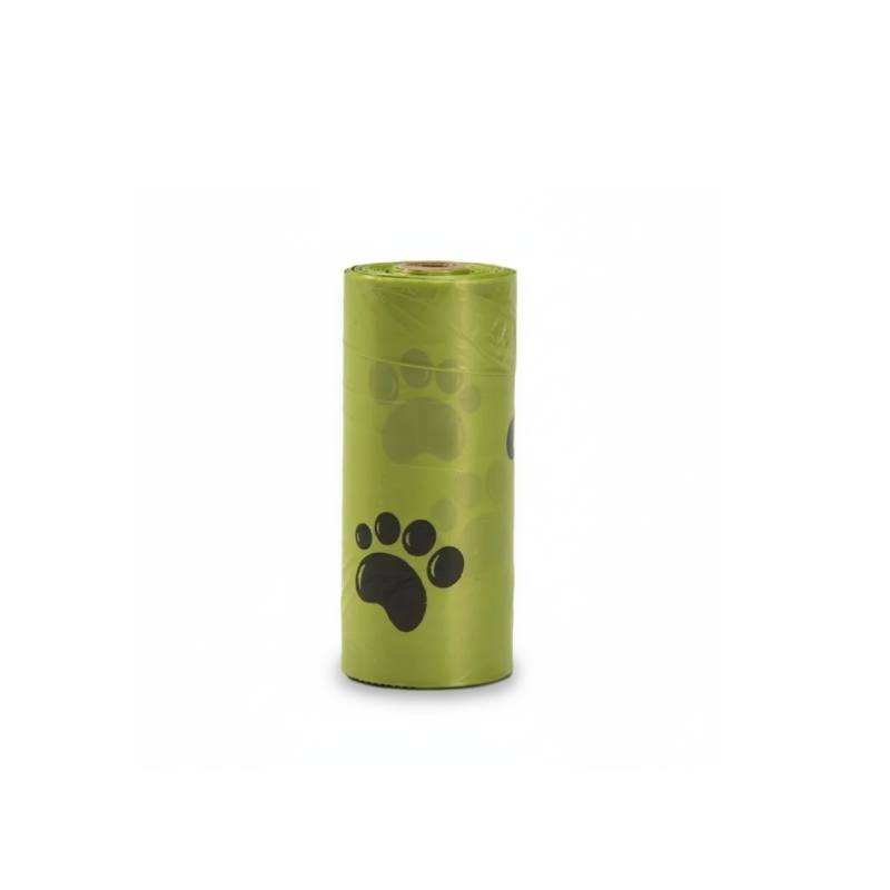 Biodegradable eco-friendly dog poop bags on perforated rolls with odor control and leak-proof design