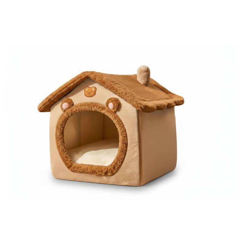 Foldable pet house with cozy enclosed design and removable washable cushion for small pets