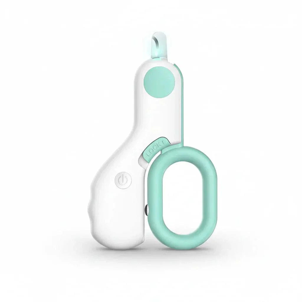 LED Light Pet Clipper with safety lock and stainless steel blades for precise pet nail trimming