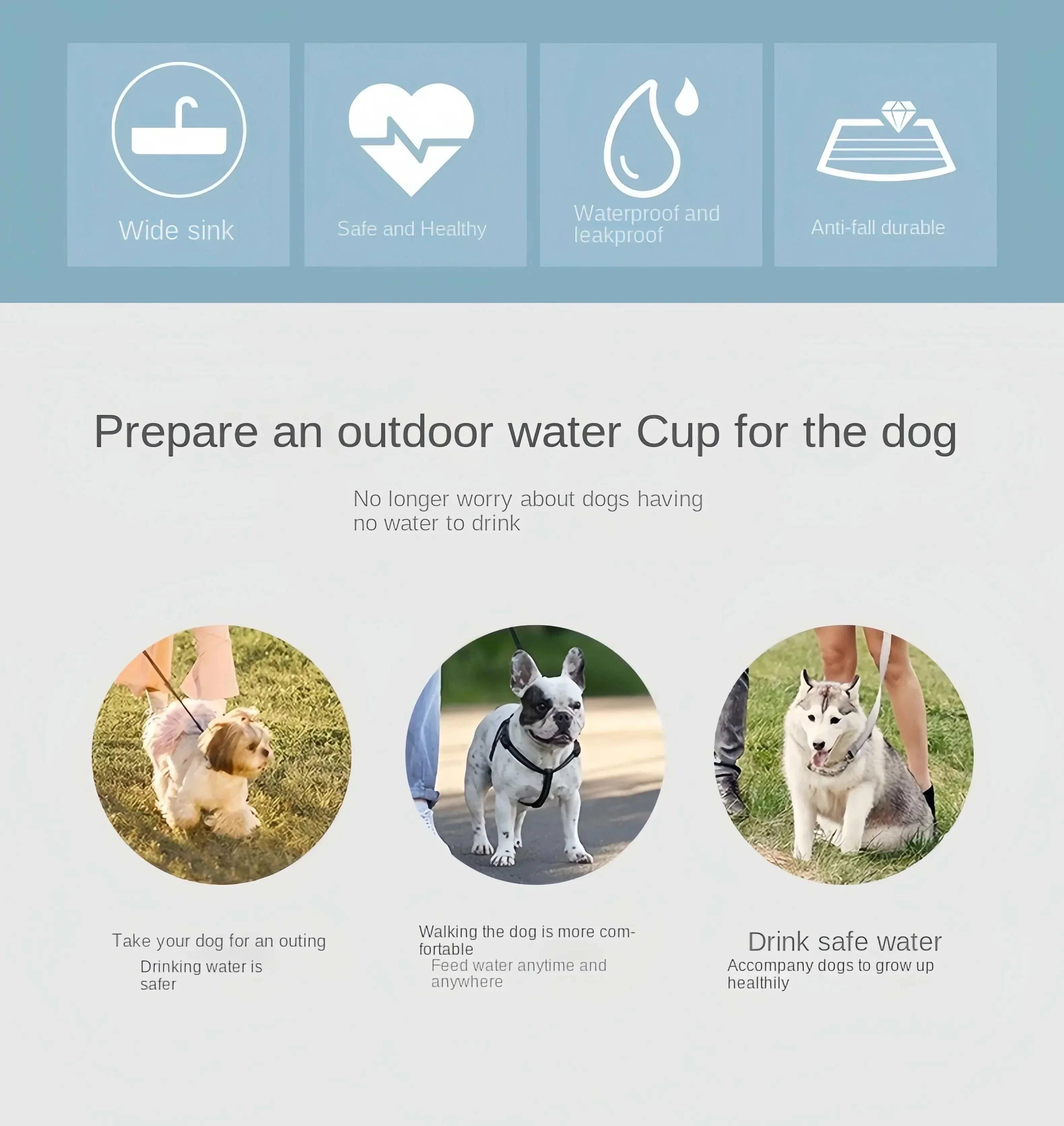 Portable dog cat water bottle with combined water dispenser and food container for outdoor use