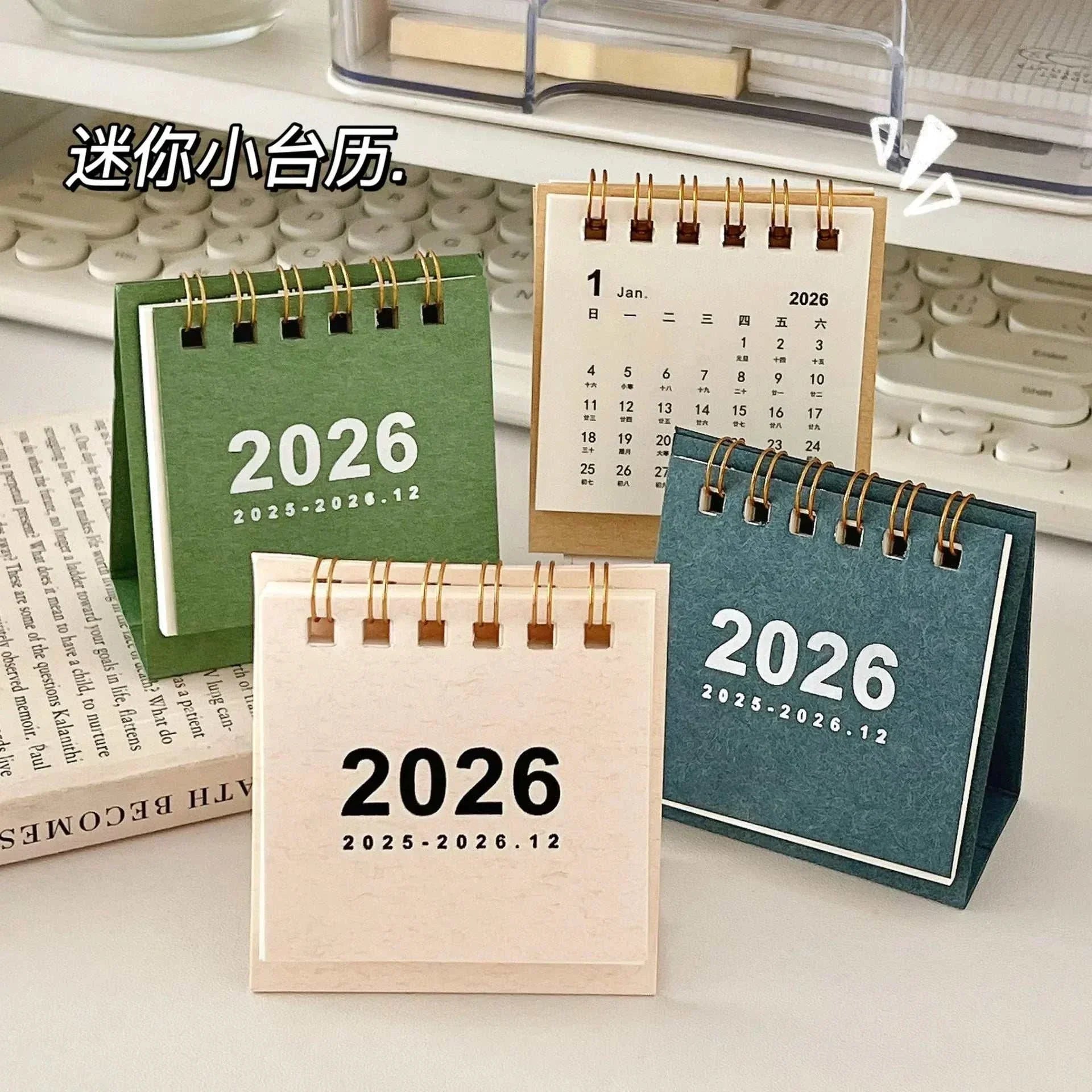 2026 Mini Simple Desk Calendar spiral-bound compact desktop planner with minimalist design