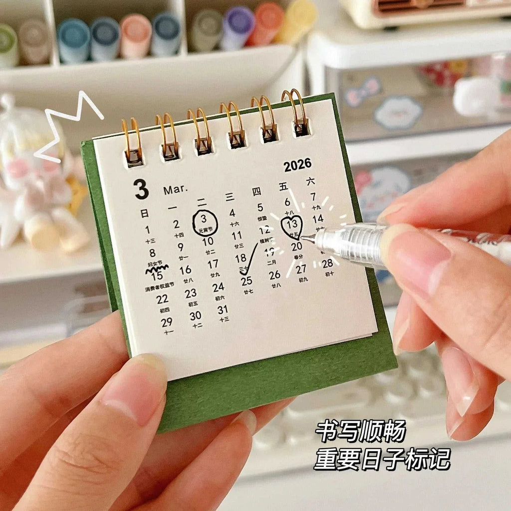 2026 Mini Simple Desk Calendar spiral-bound desktop planner with minimalist design and compact size