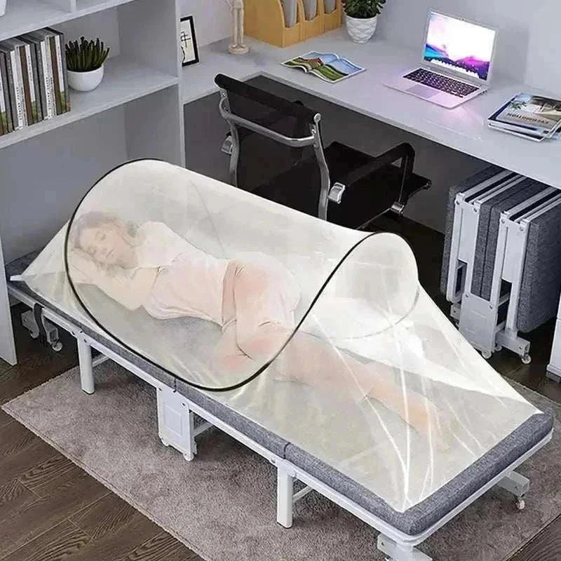 Lightweight outdoor camping mosquito net tent with breathable mesh and foldable design for easy transport and insect protection