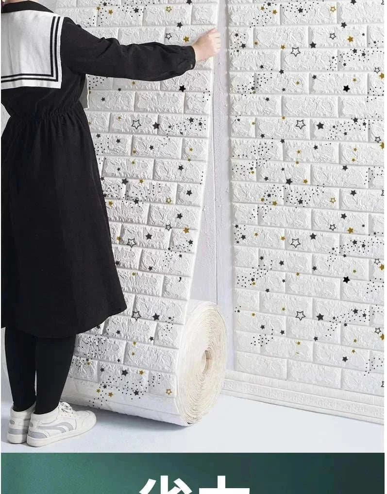 3D foam brick wall panel with realistic texture and self-adhesive waterproof XPE foam material