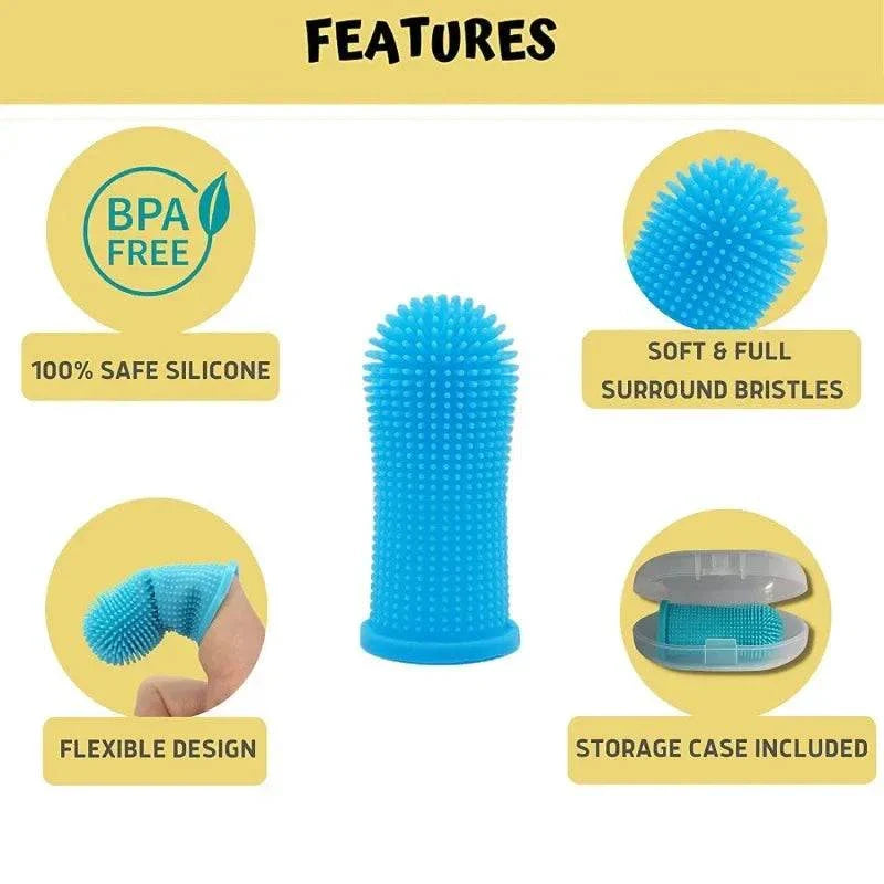 Dog super soft silicone finger toothbrush for gentle pet dental care and gum massage