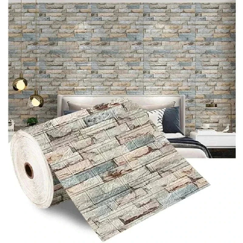 3D foam brick wall panels with realistic textured design and self-adhesive waterproof XPE foam material