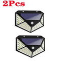 100 LED solar wall lights with motion sensor and wide-angle illumination outdoors
