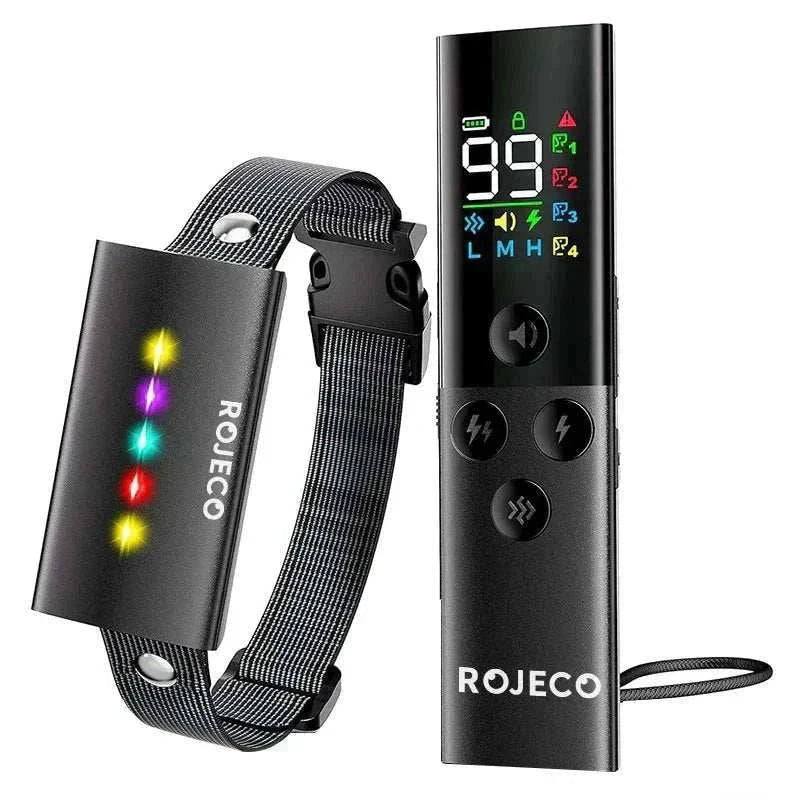 Electric dog training collar with digital remote control and waterproof adjustable strap