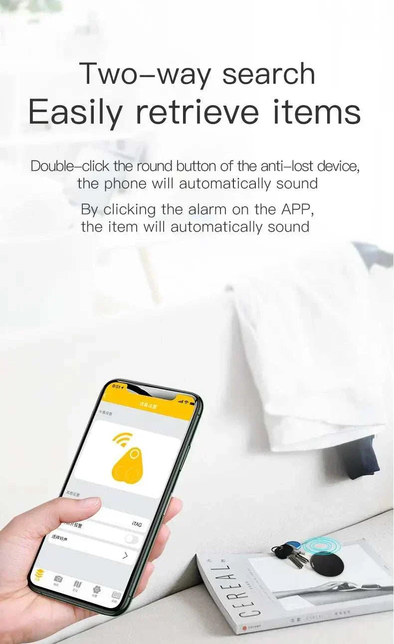 Mini GPS Bluetooth 5.0 tracker for keys and bags with long battery life and real-time alerts
