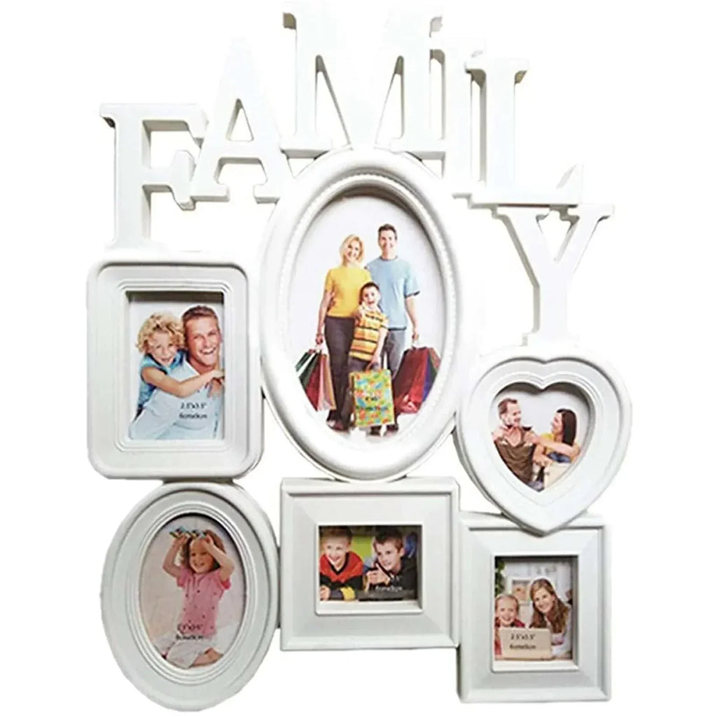 Modern family photo frames wall hanging for six pictures in minimalist design