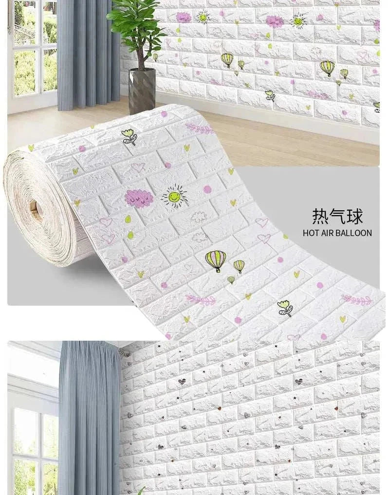 3D foam brick wall panels made of waterproof XPE foam with self-adhesive backing for easy installation and modern textured decor