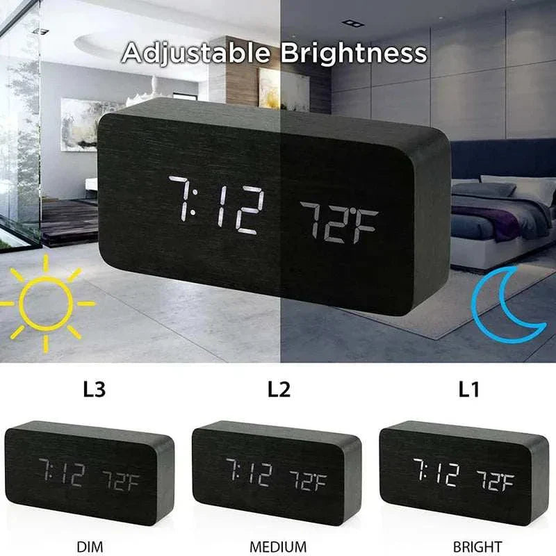 Wooden Digital Alarm Clock