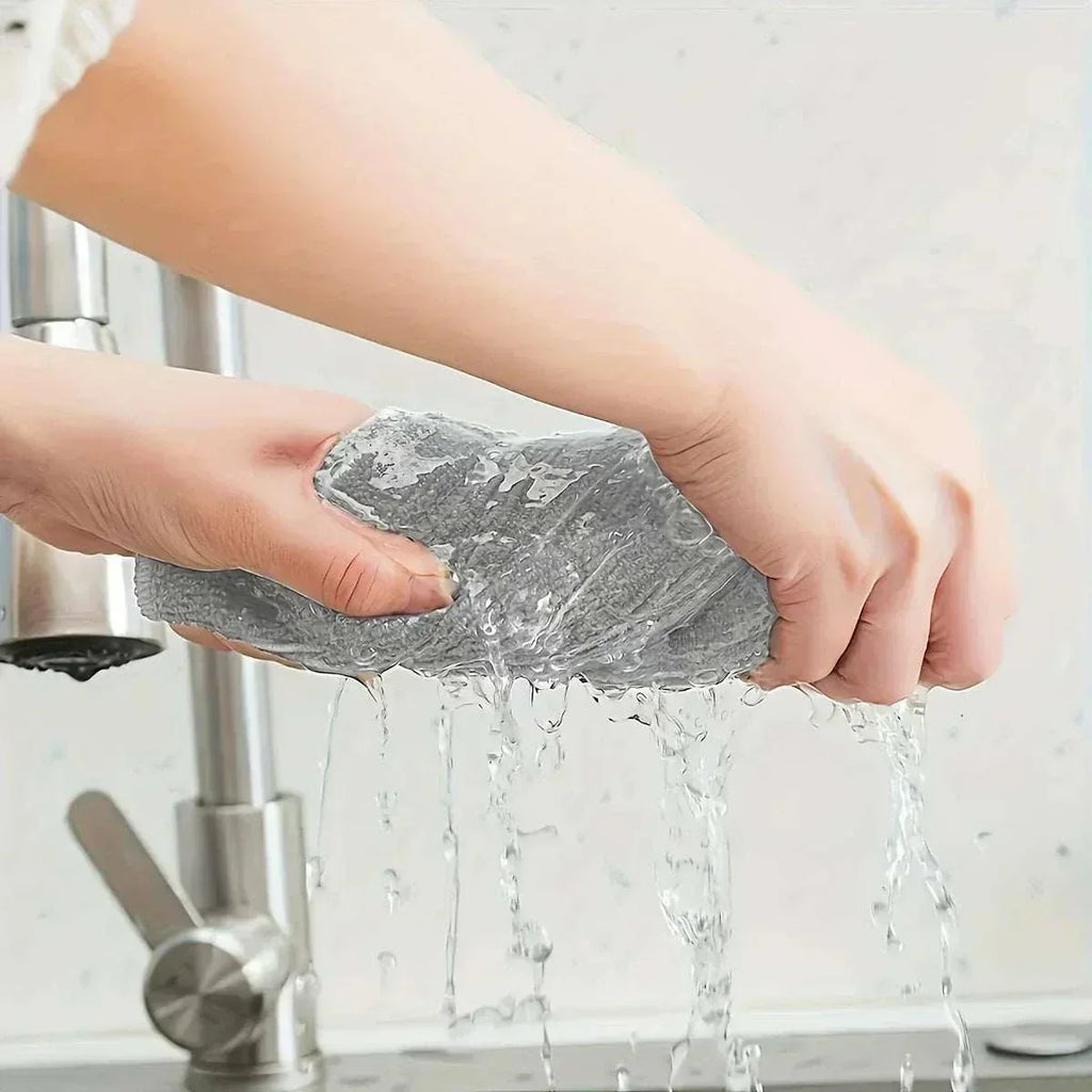 Set of ultra-absorbent light gray kitchen towels made from soft microfiber for efficient cleaning