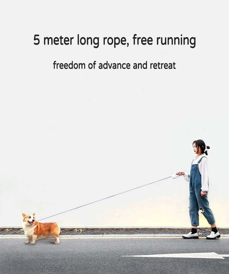 LED retractable dog leash with built-in light and ergonomic grip for safe nighttime walks