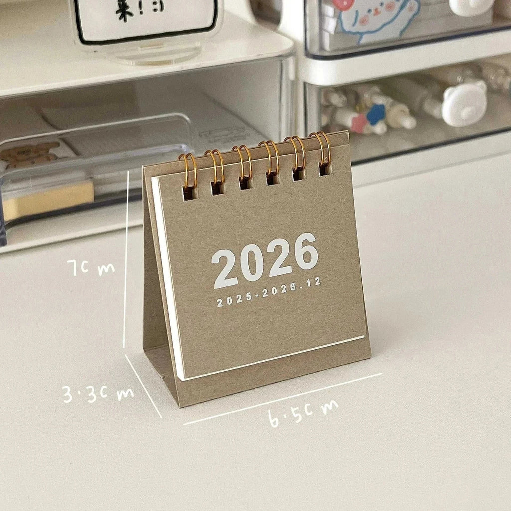 2026 Mini Simple Desk Calendar spiral-bound compact desktop planner with minimalist design