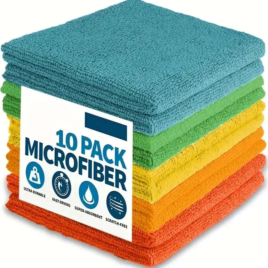 Set of ultra-absorbent light gray microfiber kitchen towels for cleaning