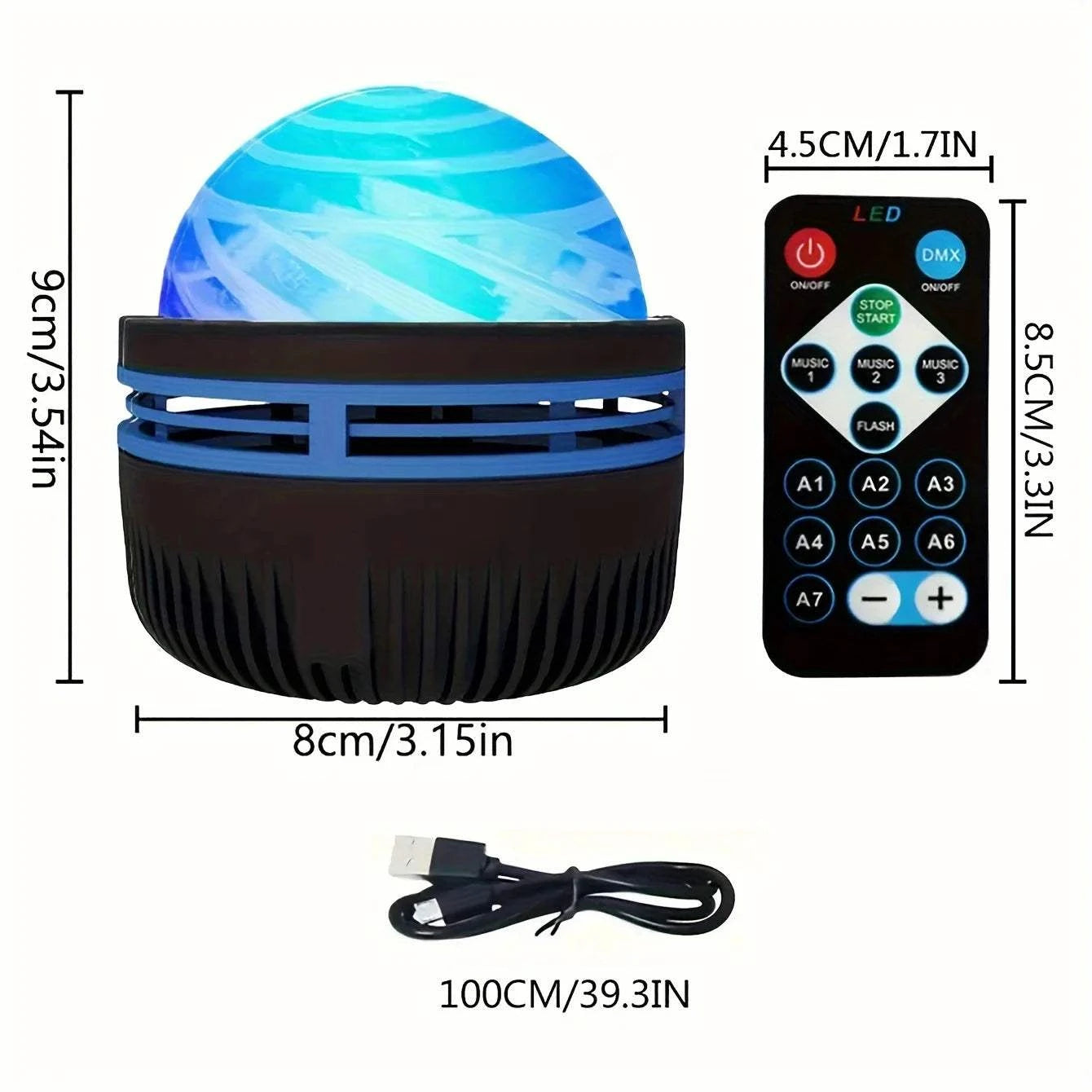 LED Star Galaxy Projector Lamp USB Auto Rotating Magic Ball Moon Light Colorful Starry Sky Remote Control NightLights Room Decor