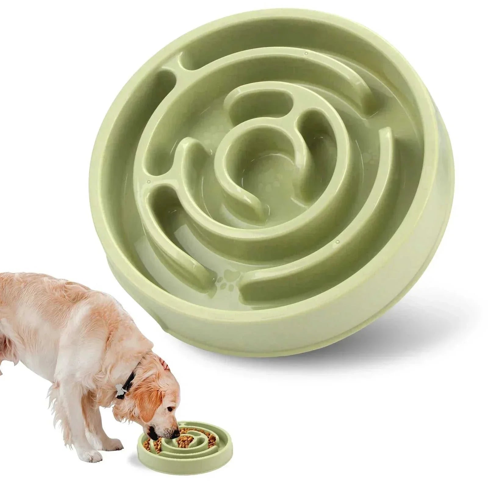 Eco-friendly pet dog slow feeder bowl with maze design and non-slip base for safe, controlled eating