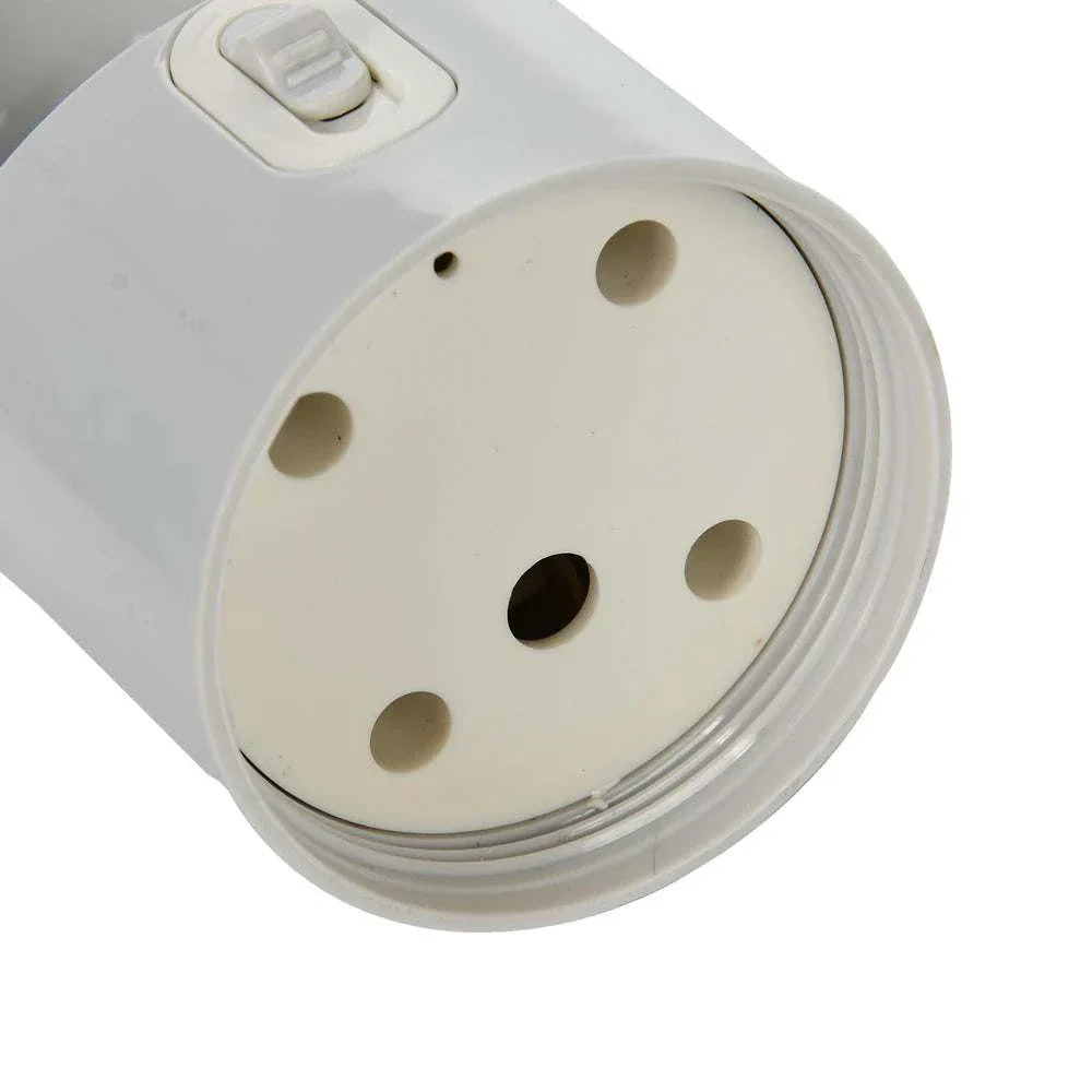 Close-up of white portable dog water bottle cap with leakproof design and valve switch