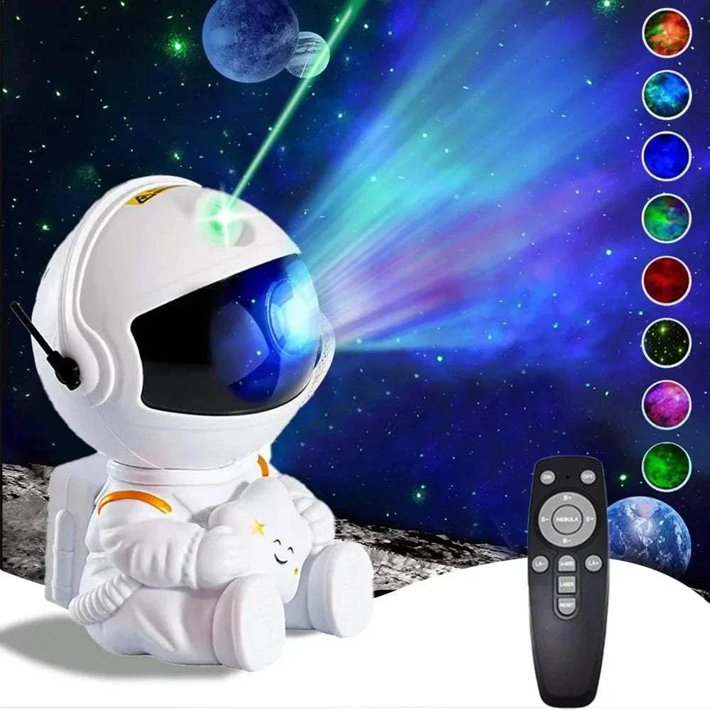 Astronaut-shaped star projector galaxy night light projecting colorful nebula and stars with remote control and timer function