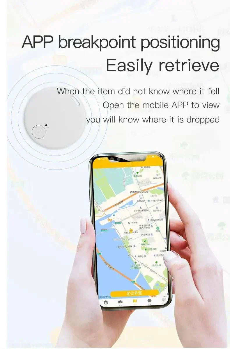 Compact Mini GPS Bluetooth 5.0 tracker for keys, pets, and wallets with smart anti-loss alerts and long battery life