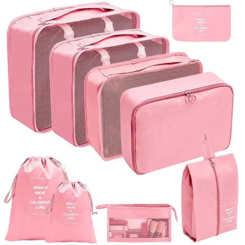 Travel organizer storage bags set with multiple sizes, lightweight and durable for luggage organization