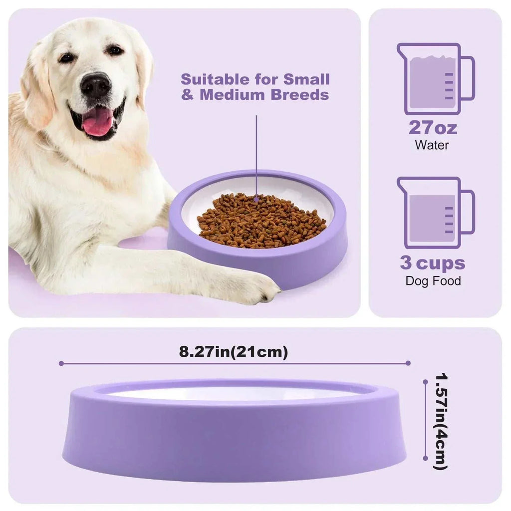 Pet dog slow feeder bowl with anti-gulping maze design and non-slip base