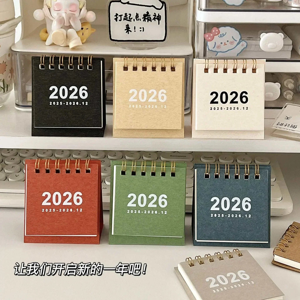 2026 Mini Simple Desk Calendar spiral-bound desktop planner with minimalist design