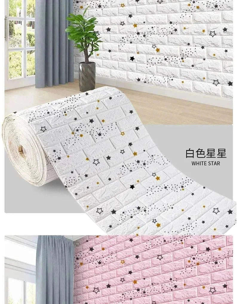 3D foam brick wall panels with realistic texture, waterproof XPE foam, self-adhesive for easy installation in living rooms and bedrooms