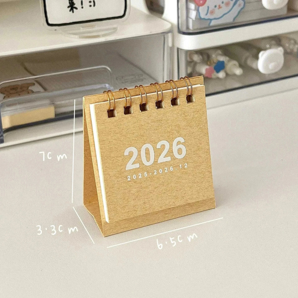 2026 Mini Simple Desk Calendar spiral-bound compact desktop planner with minimalist design