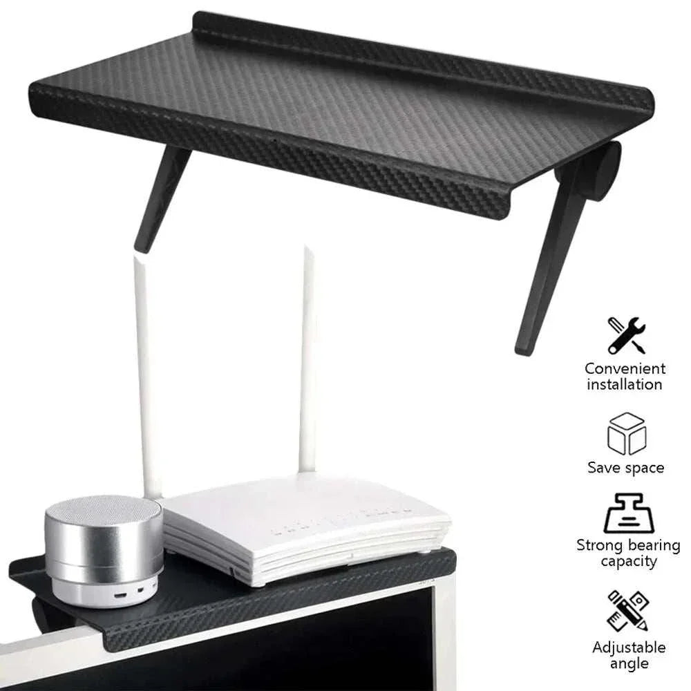Black and white eco-friendly computer and TV screen storage rack with anti-slip design for routers and set-top boxes