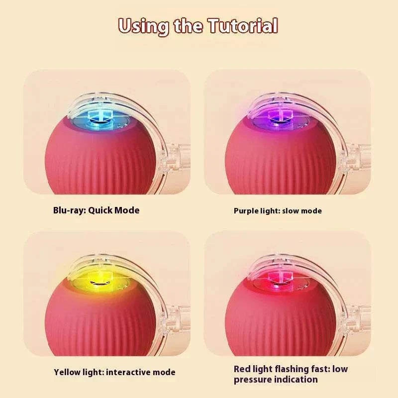Cat Interactive Ball Toys Cat interactive ball toy showing different LED light modes for pet play and sensor activation