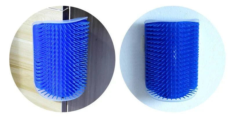 Corner-mounted pet cat brush for grooming, hair removal, and gentle massage