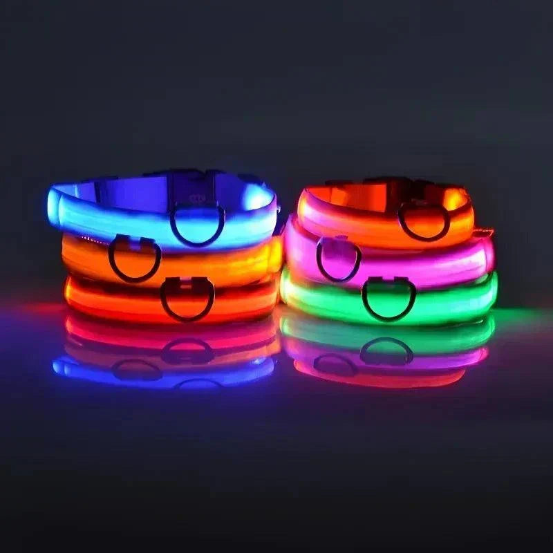 LED glow nylon dog collar with adjustable fit for night visibility and safety  Dog Collar Nylon