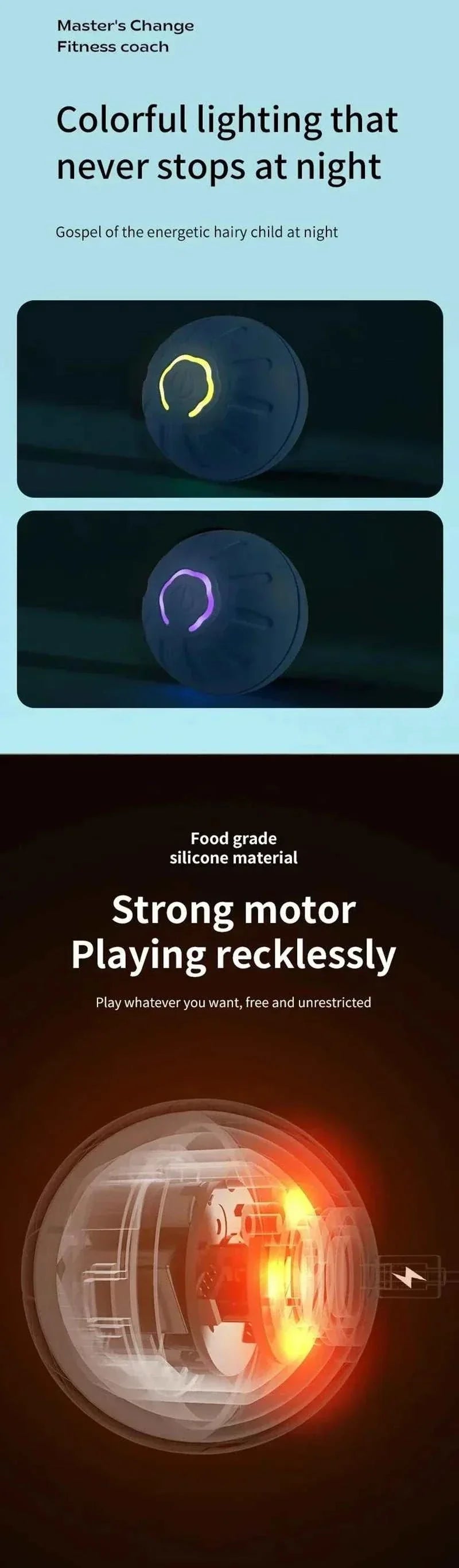 Smart dog toys ball automatic moving interactive pet toy ball USB rechargeable for cats and dogs