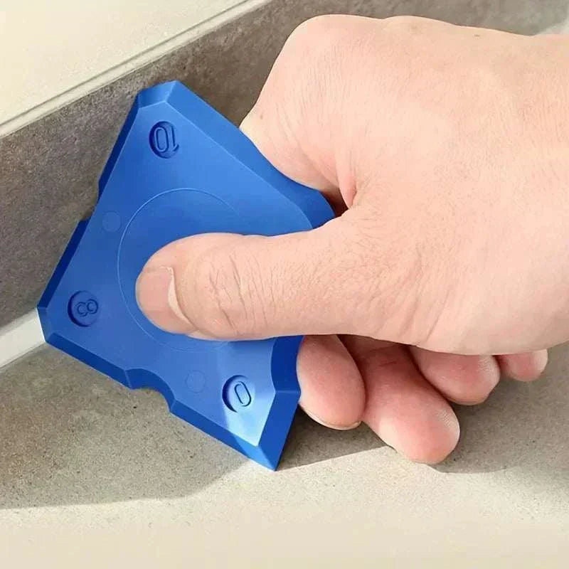 4-piece blue silicone glass cement scraper set with storage box for precise sealing and caulking