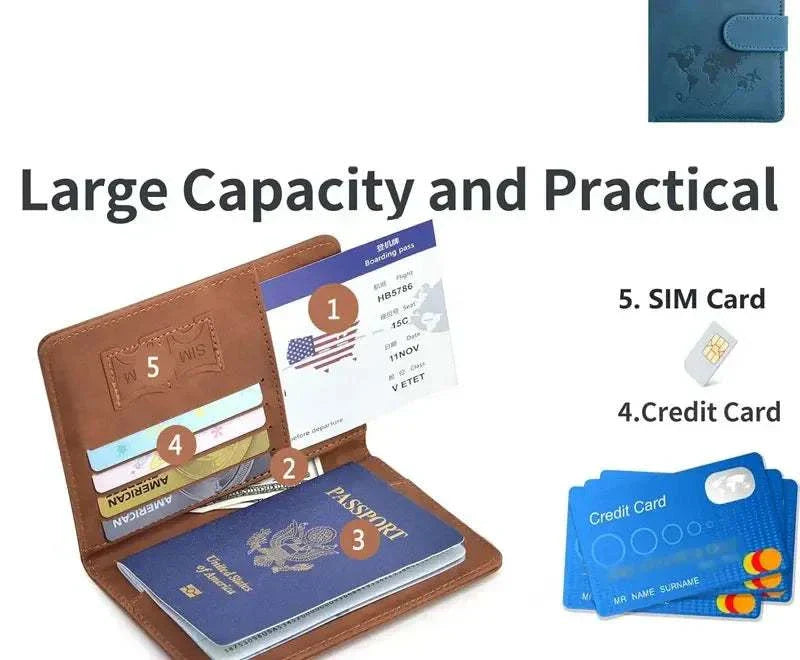 Stylish unisex soft PU leather passport holder for travel with RFID blocking and magnetic closure