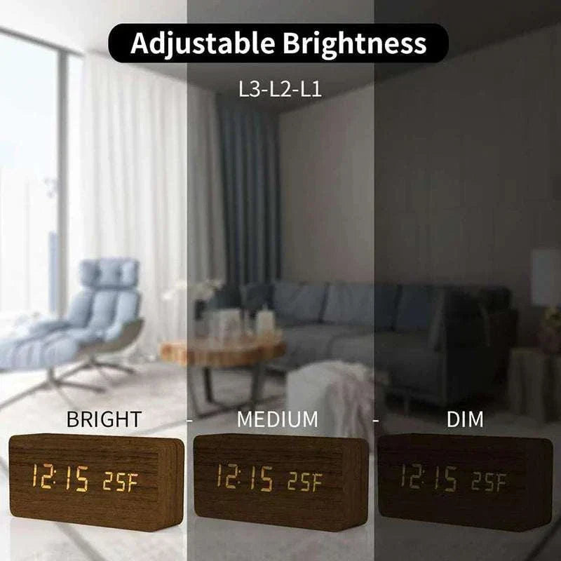 Wooden Digital Alarm Clock