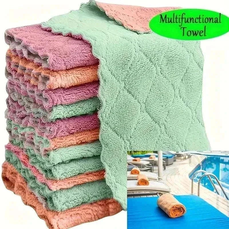 Set of light gray ultra-absorbent microfiber kitchen towels for effective cleaning