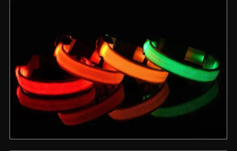 LED glow nylon dog collar with adjustable fit for night visibility and safety Dog Collar Nylon