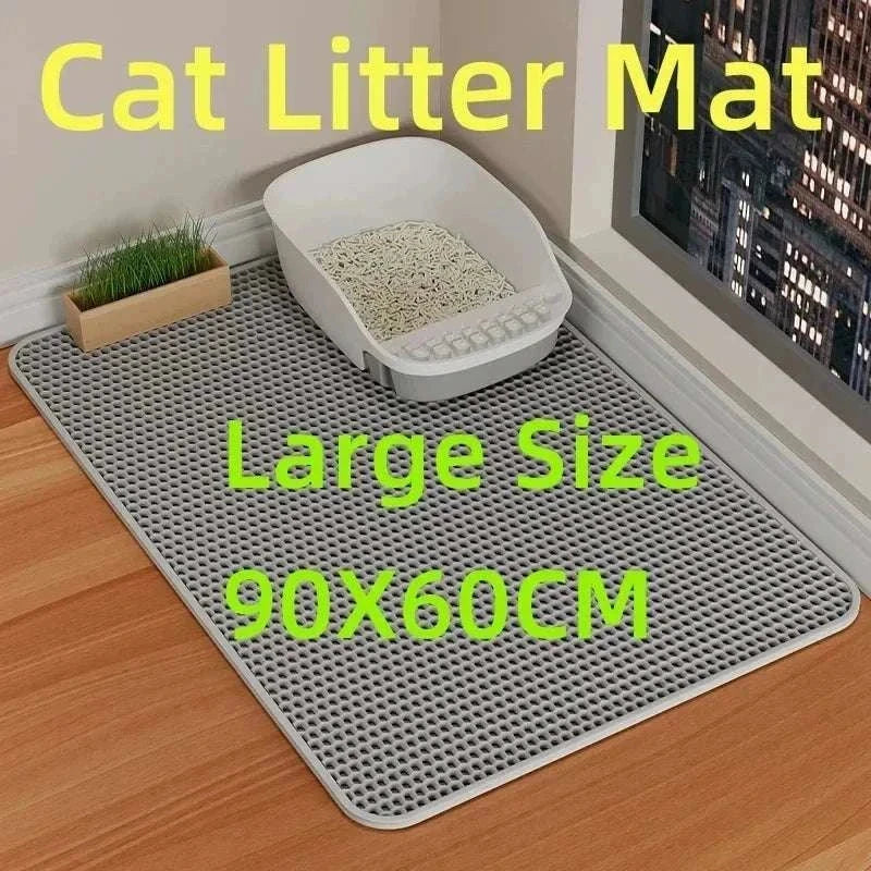 Waterproof double layer cat litter mat 90x60cm with non-slip base and washable foam material Cat Litter Mat