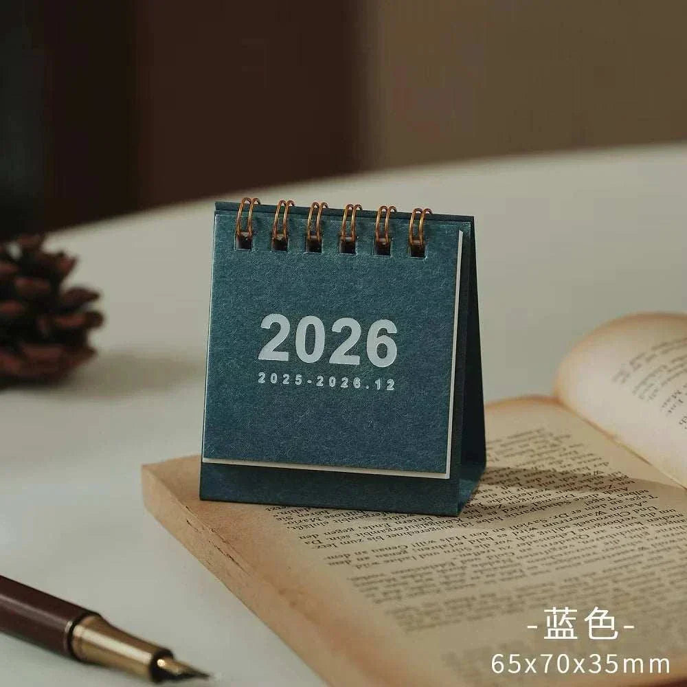 2026 Mini Simple Desk Calendar spiral-bound compact desktop planner with minimalist design