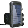 Portable black solar power bank 80000mAh with LED light and compass for outdoor charging
