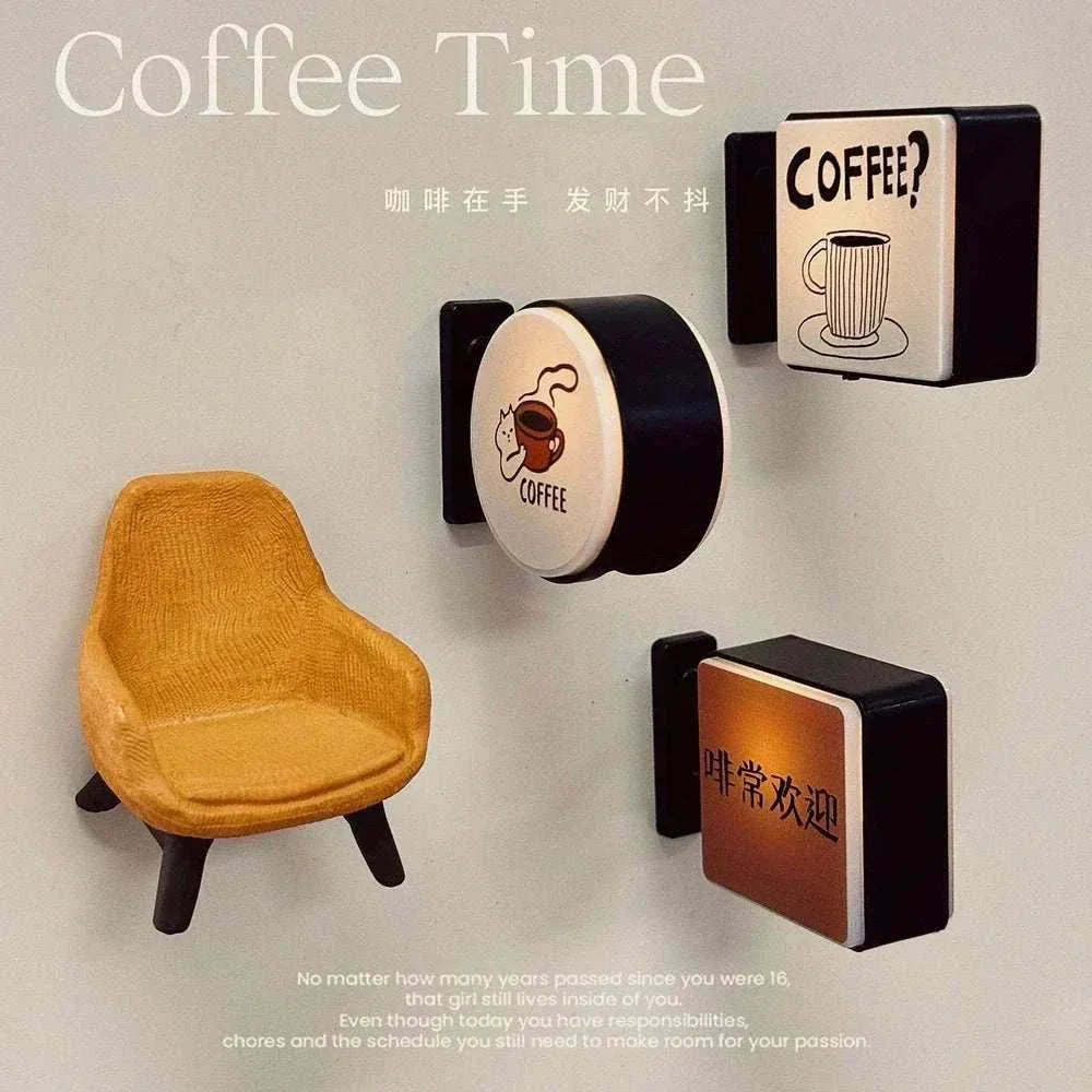Mini Lightbox fridge magnets with coffee-themed luminous designs for fridge and magnetic surfaces decoration