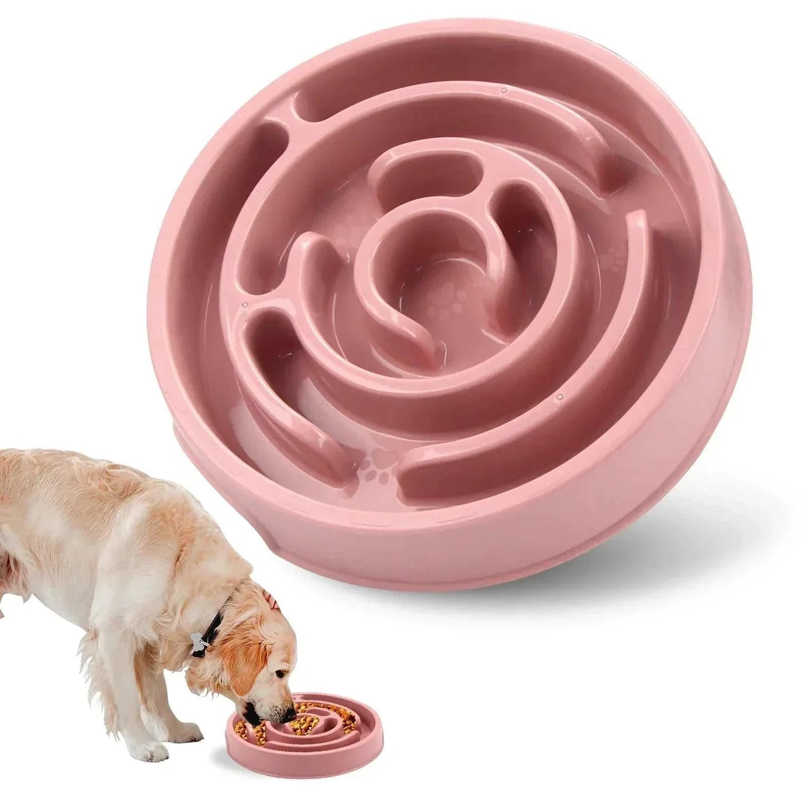 Anti-gulping pet dog slow feeder bowl with interactive maze and non-slip base for safer eating