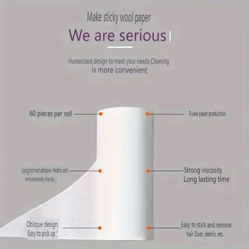 Extra-Sticky Lint Roller with 60 sheets per roll for pet hair removal on clothes and furniture