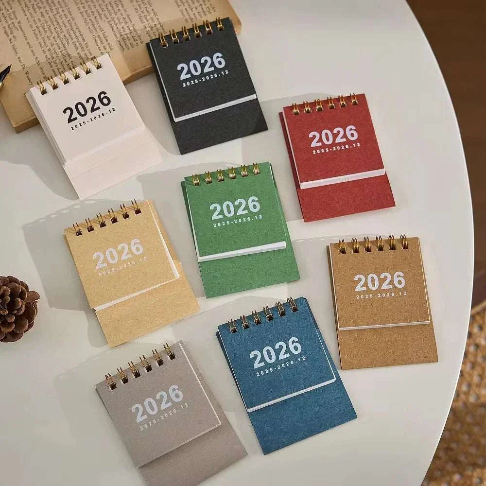 2026 Mini Simple Desk Calendar spiral-bound compact desktop planner with minimalist design