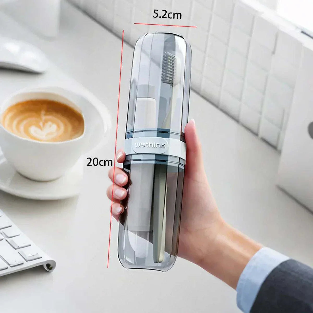Portable toothpaste and toothbrush storage box, compact and protective travel case