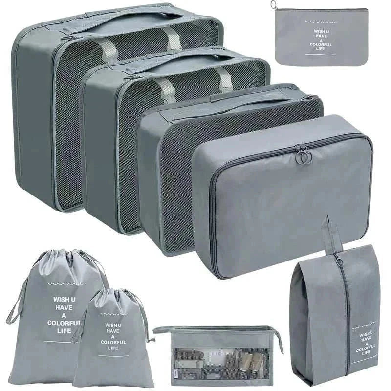 Set of lightweight travel organizer storage bags for luggage packing and organization